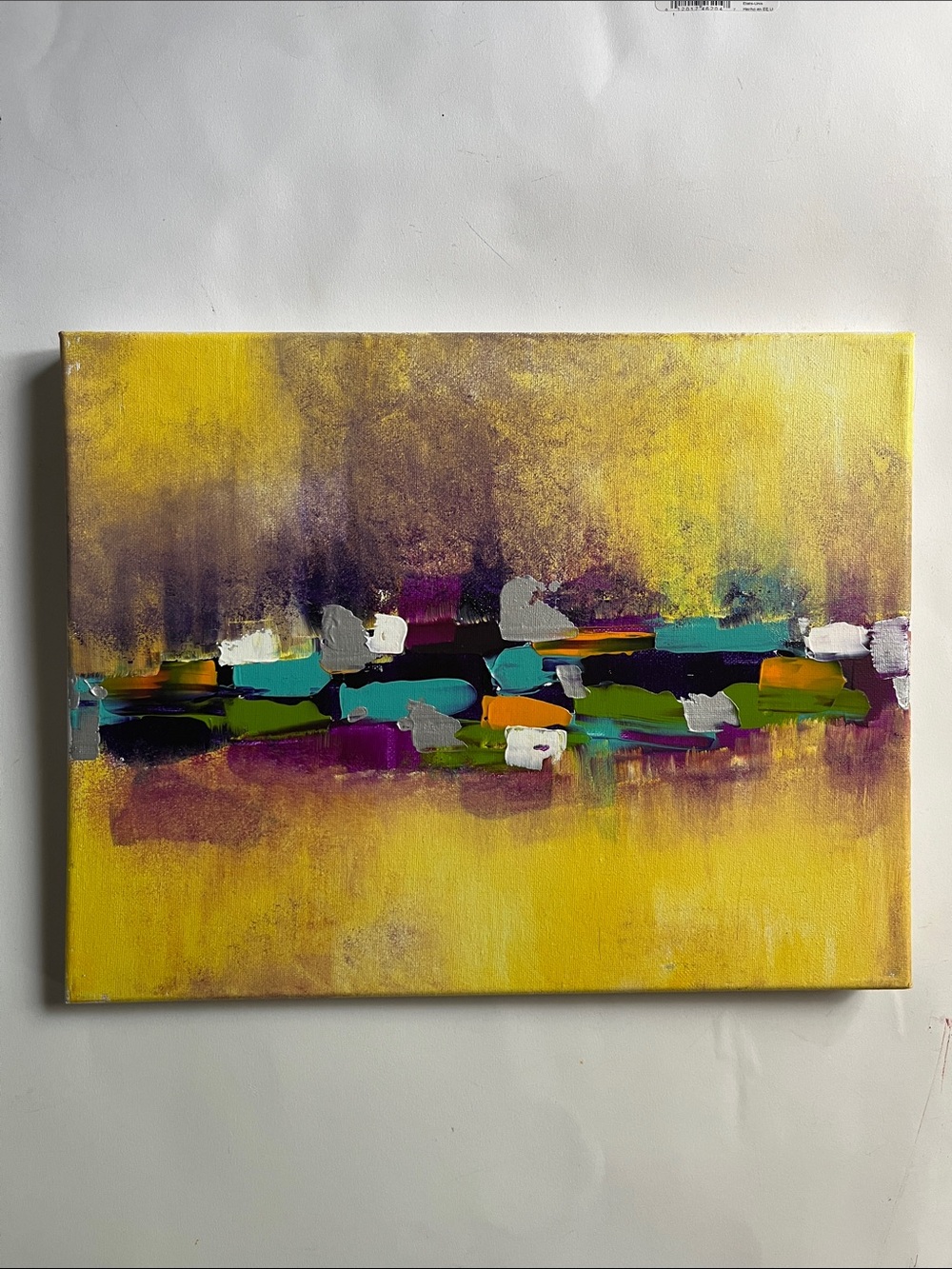 Abstract Yellow & Purple Canvas Art | 11x14 Original Acrylic Painting